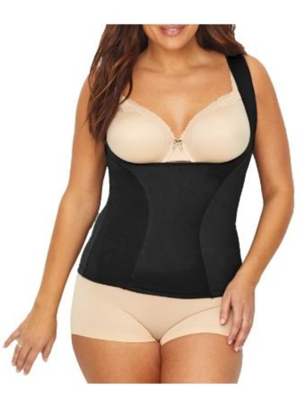 Maidenform Women's Flexees Open Bust Torsette w/ Cool Comfort in Modern Black XL